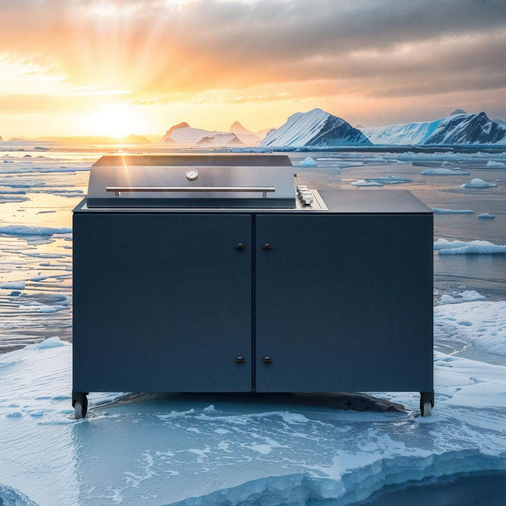 Culnaro Modern Grill i Dark Blue – stilfuld gasgrill i dyb blå farve med professionel funktionalitet og vejrbestandigt dansk kabinet.